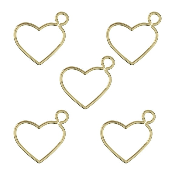 John Bead Beadwork Findings - Gold Heart, Side Link, Pkg of 5