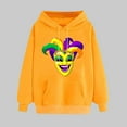 thumbnail image 2 of VBTAPA Womens Mardi Gras Hoodie Carnival Mask Print Long Sleeve Drawstring Hooded Sweatshirt Trendy Casual Pullover Hoodies Gifts for Teen Girls Yellow L, 2 of 6