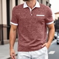 thumbnail image 2 of Men's Polo Shirts Collar With Pocket Slim Fit For Men Short Sleeve Soft Cotton Collared Shirt,Red,3XL, 2 of 9