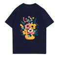 thumbnail image 4 of NAMTYQX Mens Graphic Tees Stretchy Plus Size Slacking Short Sleeve Baggy Crew Neck Casual Patterned Stretch Light True Classic T Shirts for Men Navy Size L, 4 of 5