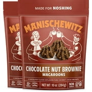 Manischewitz Chocolate Nut Brownie Macaroons, 10oz (2 Pack) | Coconut Macaroons | Resealable Bag | Dairy Free | Gluten Free Coconut Cookie | Kosher for Passover