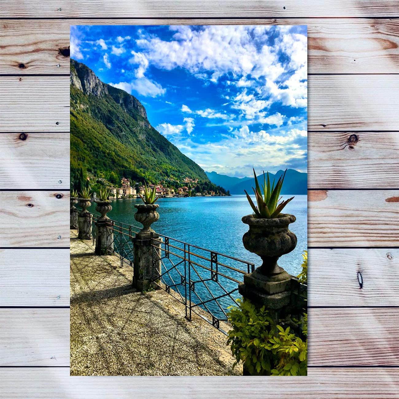 Italy Canvas Wall Art Artwork Wooden Frame Painting View Of Lake Como