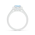 thumbnail image 2 of ANGARA Natural Oval 1.5 ct Aquamarine Split Shank Halo Ring with Diamonds in 14K White Gold for Women (Size-9x7mm) | March Birthstone, Anniversary, Jewelry Gift for Women | Natural Aquamarine Ring, 2 of 10
