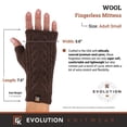 thumbnail image 3 of Wool Cable Knit Fingerless Mittens - Made in the USA - Super Soft Merino Wool - Small - Harvest Brown, 3 of 7