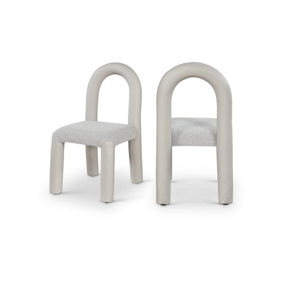 Meridian Furniture Amari Taupe Vegan Leather and Boucle Fabric Dining Chair, Set of 2