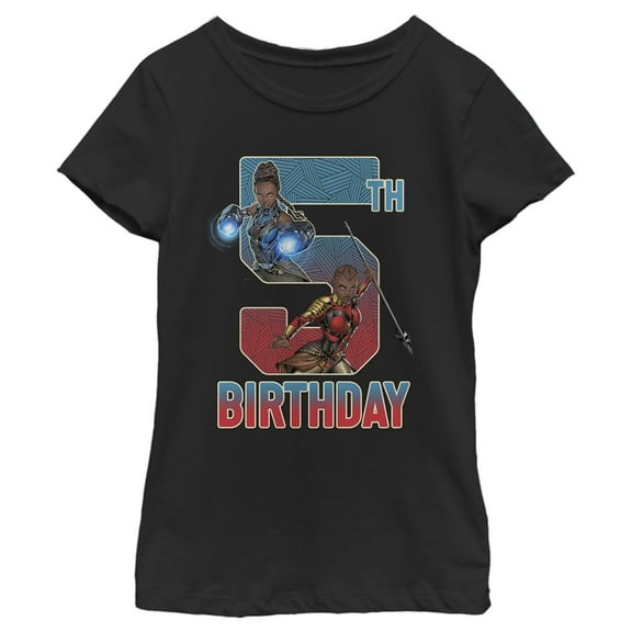 Girl's Marvel Shuri and Okoye 5th Birthday  Graphic Tee Black X Small