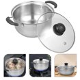 thumbnail image 4 of Pot de sopa de acero de acero inoxidable 1pc olla multifuncional práctica de olla caliente con tapa de vidrio, 4 of 5