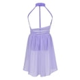 thumbnail image 2 of iiniim Kids Girls Halter Cutouts Modern Lyrical Dance Leotard Tulle Dress Ballet Latin Jazz Ice Skating Lavender 14, 2 of 7