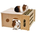 thumbnail image 1 of Conejillo de indias delgado de Wood House con ventanas y techo para mascotas pequeñas, 1 of 6