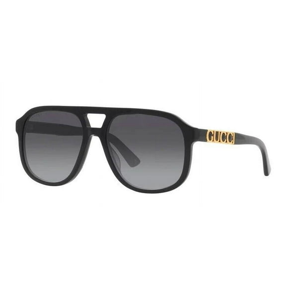 Gucci GG 1188S 002 Black Gold Grey Lens Oversized Sunglasses 57mm