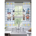 thumbnail image 2 of Summer Nautical Sheer Curtains 2 Panels Set Cute Gnomes Crab Cartoon Rudder Starfish Blue Plaid Sheer Window Curtains Light Filtering Rod Pocket Voile Drapes for Bedroom Living Room 52"x63", 2 of 8