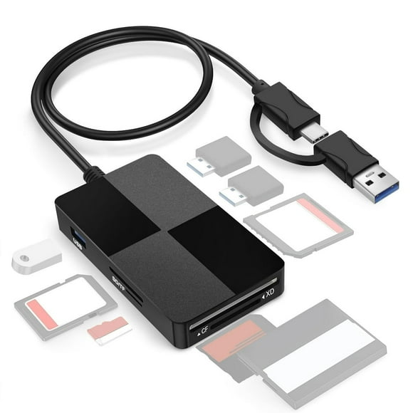 QUTETN USB C/USB 3.0 Lecteur de Cartes SD Multiple Concentrateur TF/CF/XD/MS Adaptateur de Lecteur de Carte Mémoire pour Ordinateur Portable Téléphone