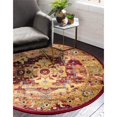 thumbnail image 2 of Unique Loom Quartier Rustique Zone Géométrique Tapis 5' x 5' Rond Rouge/beige, 2 of 2