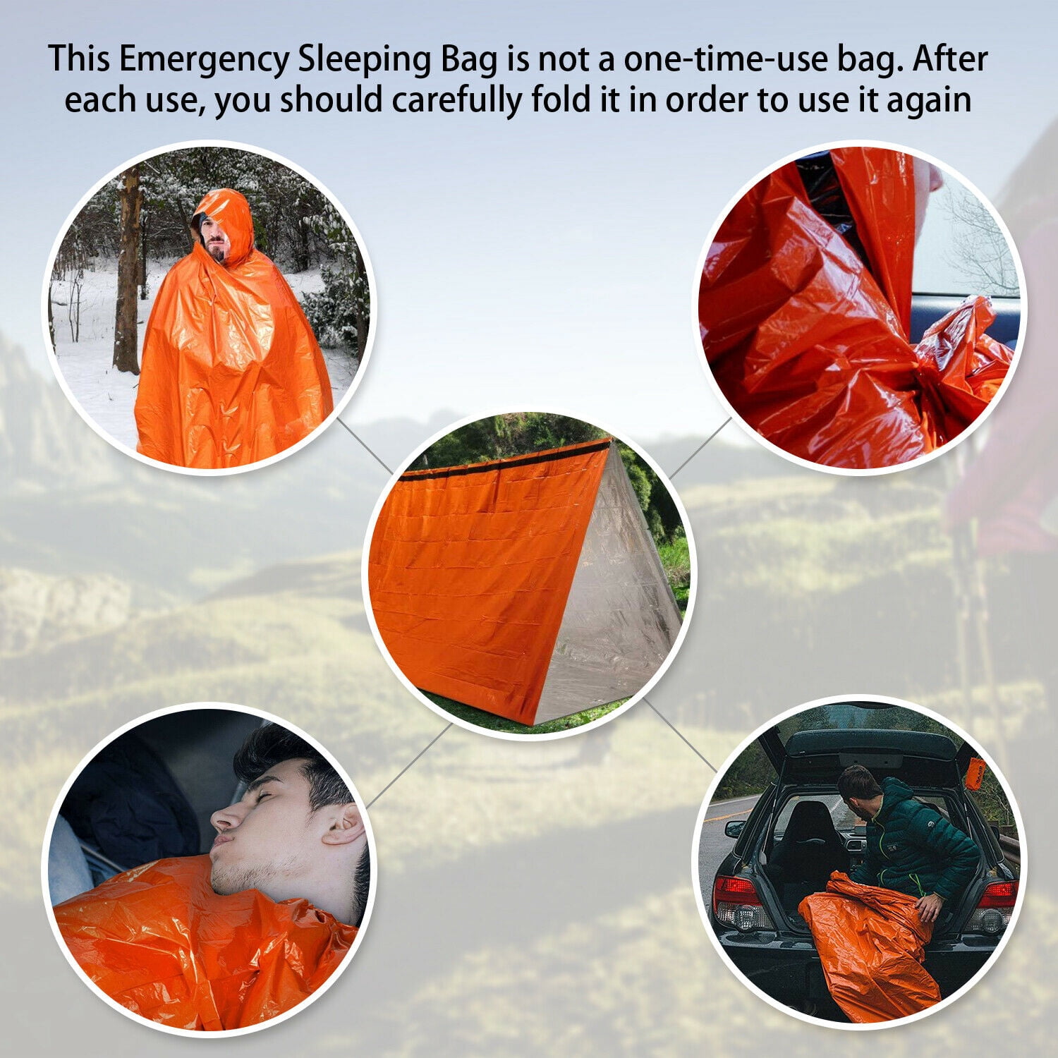 SAYFUT 2Pack Emergency Sleeping Bag Thermal Waterproof Outdoor Survival Camping Hiking