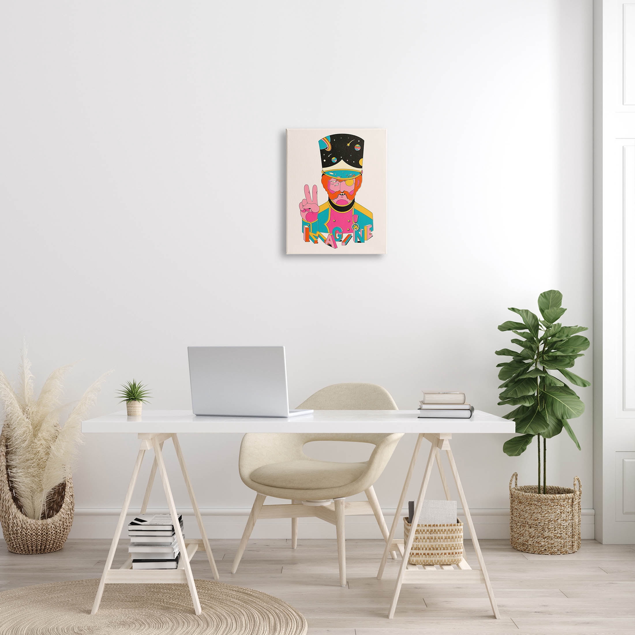 Stupell Industries Imagine Abstract Retro Peace Sign Graphic Art Gallery Wrapped Canvas Print Wall Art, Design by Matheus Lopes Castro