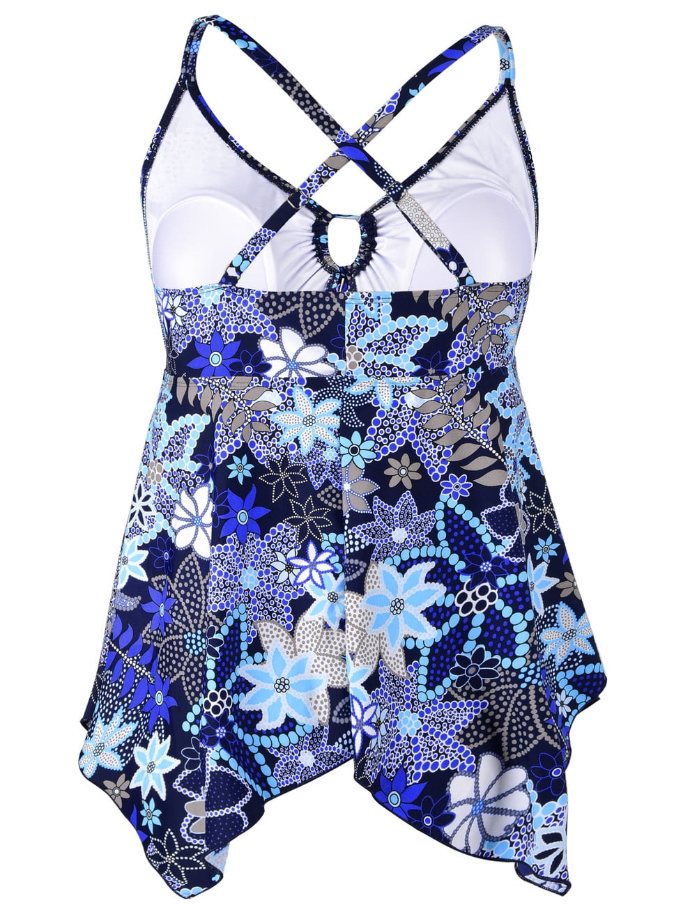 Mycoco Women's Front Tie Swim Top Cross Back Tankini Top Flowy Swimsuit Tops