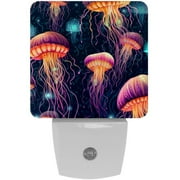 Jellyfish LED Square Night Lights - Bright, Energy-Efficient Luminaires for Tranquil Nights - Set of 2, 200 Characters