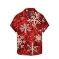 thumbnail image 2 of jjayotai Mens Ugly Christmas Novelty Shirt, Xmas Snowflake Button Down Short Sleeve Holiday Xmas Shirts Red S, 2 of 5