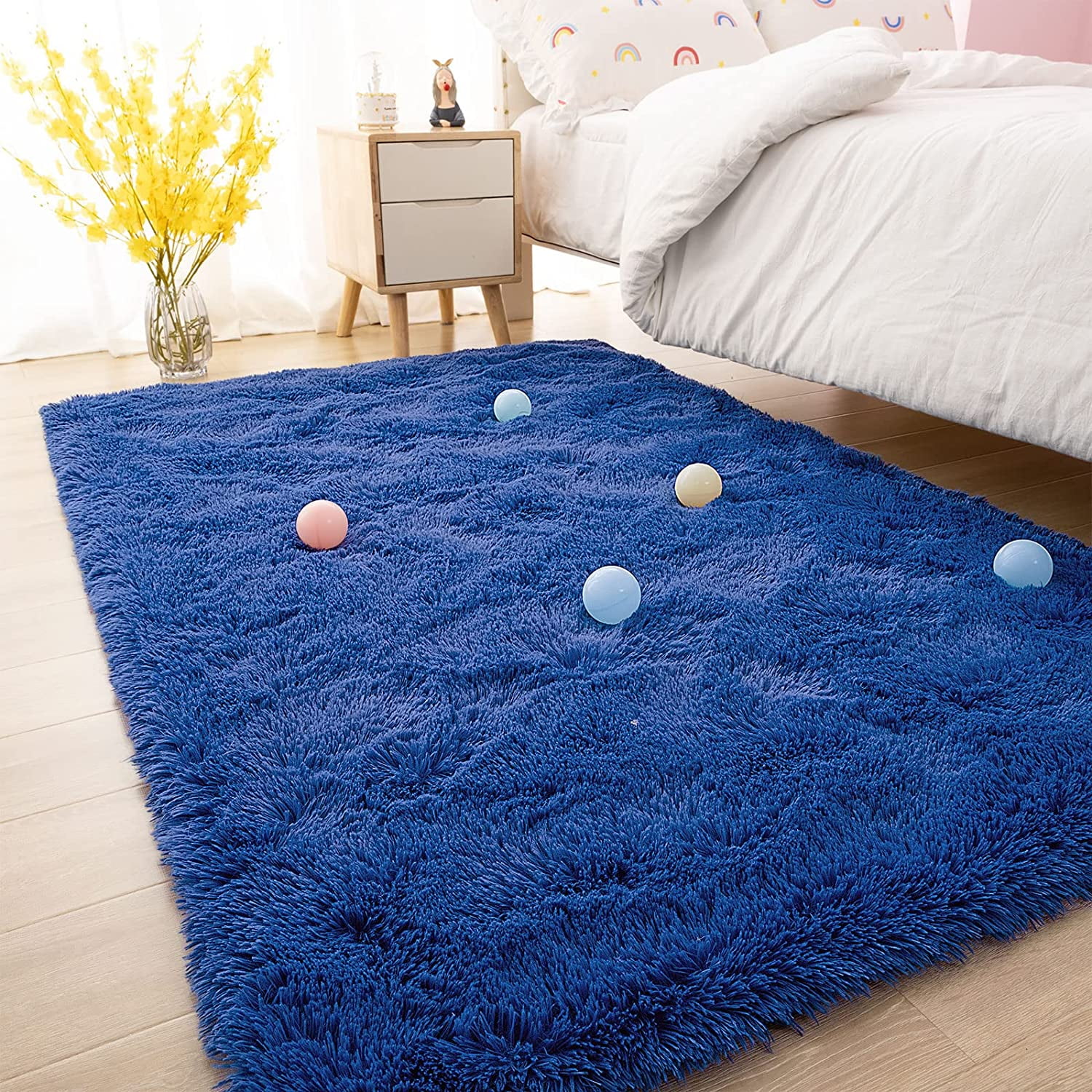 Rainlin Soft Fluffy Bedroom Rugs Indoor Shaggy Plush 5.3x6.6 Area Rug  College Dorm Living Room Home Decor Floor Carpet Shag Non-Slip Nursery  Rugs