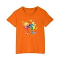 thumbnail image 3 of Feancey Girls' Graphic Tees Loose Fit Casual Short Sleeve Tops Dressy Trendy Print T-Shirts Oversized Crewneck Summer Blouse 90 Percent Off Orange 3 Years, 3 of 7