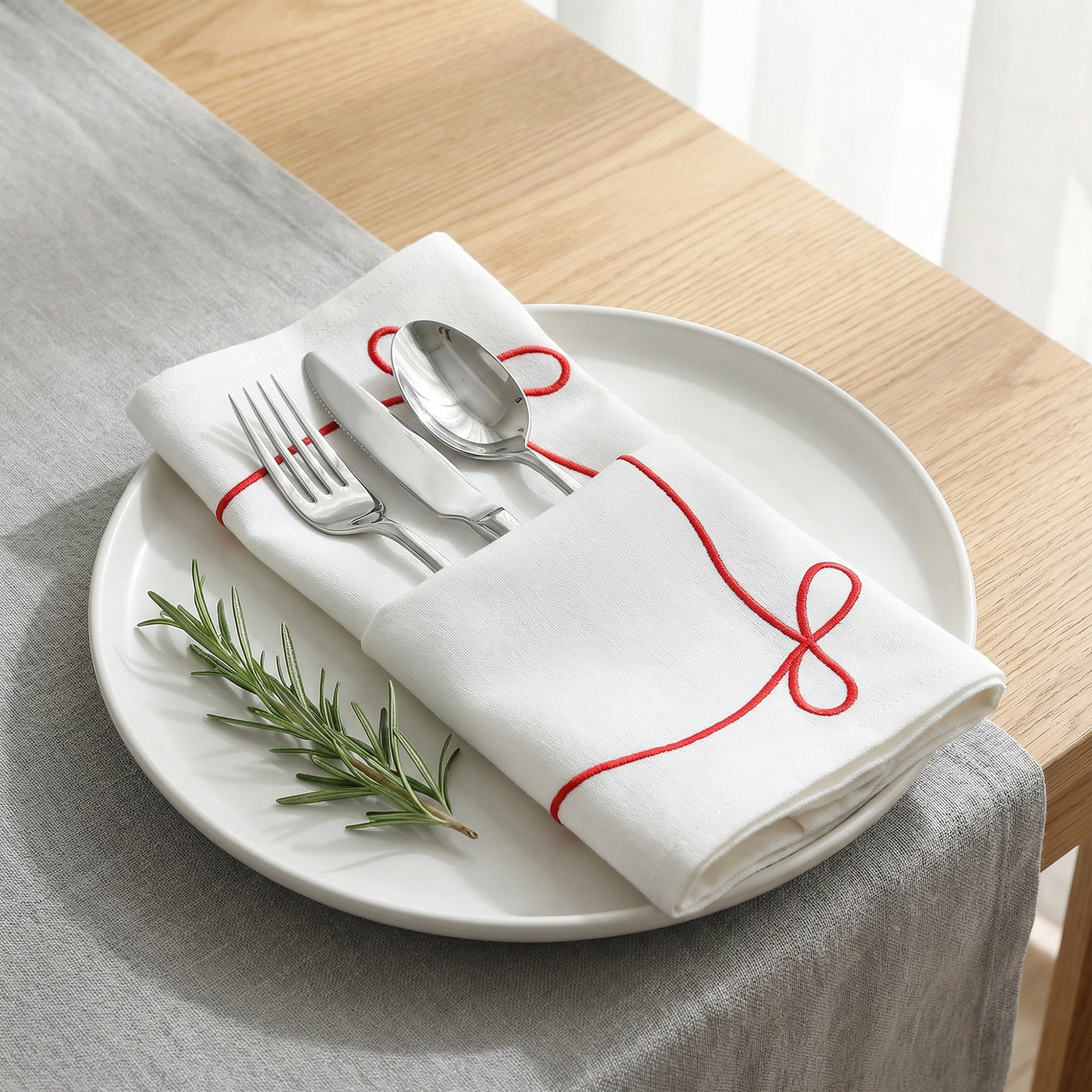 Unique Bargains 6Pcs Washable Cotton Linen Cloth Napkins Red 14x20inch