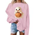 thumbnail image 4 of jobturf Halloween Sweatshirts for Women Trendy Fleece Lined Crewneck Sweatshirt Fall Winter Pumpkin Ghost Printed Festival Tops XXL, 4 of 5