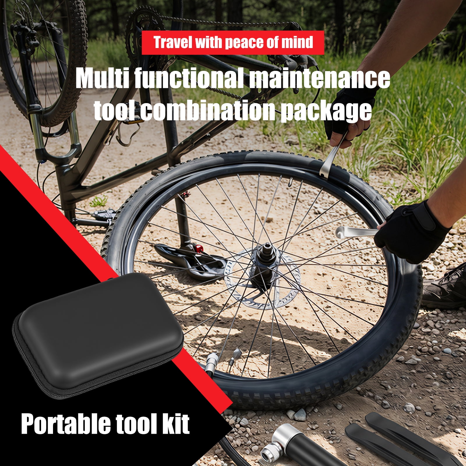Bike Repair Tool Kit with 10 S2 Steel Bit Multitool for Bicycle MTB Road Cycling Portable Multifunction Tool Set in One Safety Kit