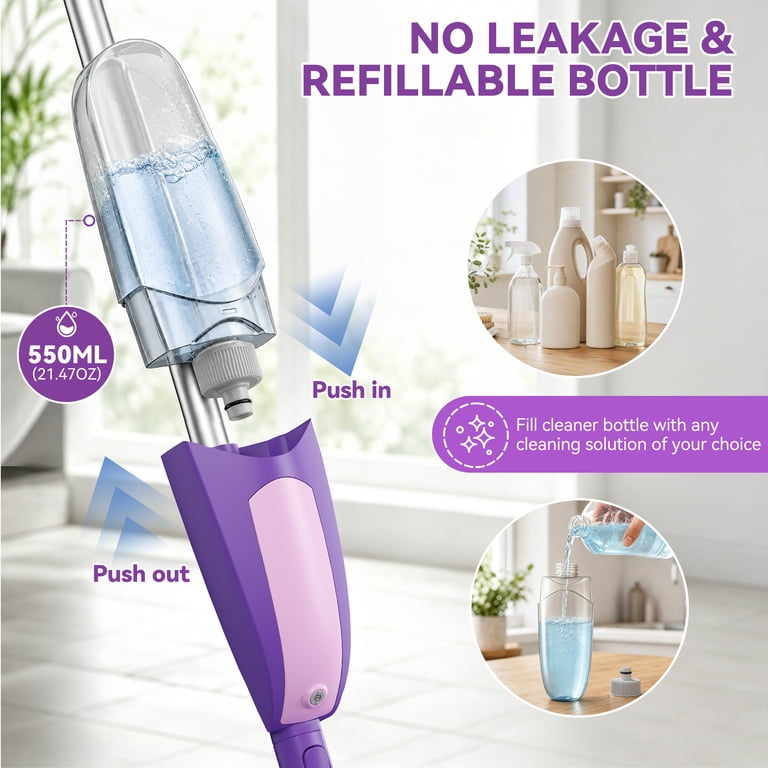 DSOOLO 360° Spray Mop with 3 Microfiber Pads photo 2
