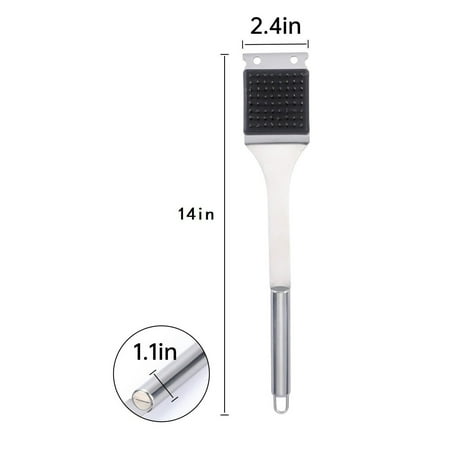 Stainless Steel Grill Brush Bbq Cleaning Tool 2-in-1 Scraper Bristle Scrubber for Deep Cleaning Grates Pans Outdoor Cooking Ukhbmc | B Silver Stainless Steel Grill Brush Bbq Cleaning Tool 2-in-1 Scraper Bristle Scrubber for Deep Cleaning Grates Pans Outdoor Cooking Ukhbmc | B Silver