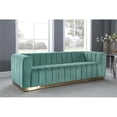 thumbnail image 2 of Pemberly Row Contemporary Velvet/Stainless Steel Sofa in Mint/Brushed Gold, 2 of 5