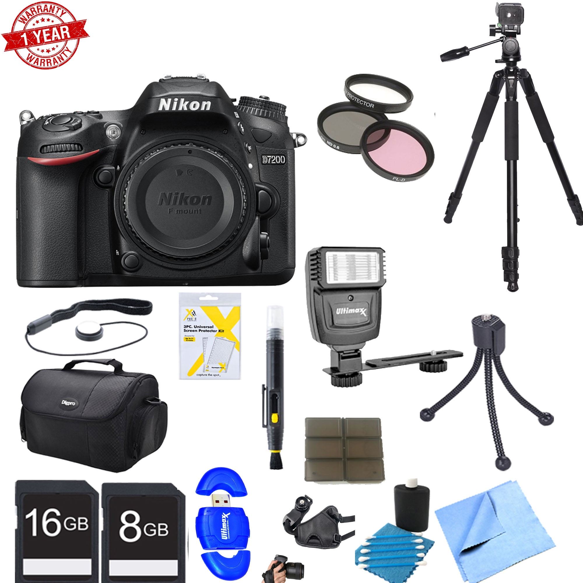 To detect medley Edition Nikon D7200 DX-Format 24.2MP Digital HD-SLR Body with 3.2&amp;quot; LCD WiFi  NFC Deluxe Bundle - Walmart.com