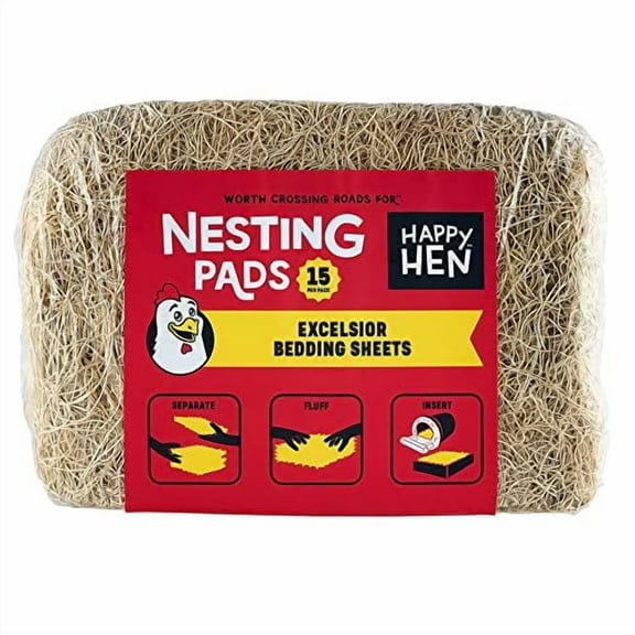 Happy Hen Excelsior Nesting Pads Chicken Bedding 12x9.5 - Package of 15