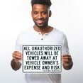 thumbnail image 2 of All Unauthorized Vehicles Will Be Towed Sign, 10x14 Aluminum, 2 of 8