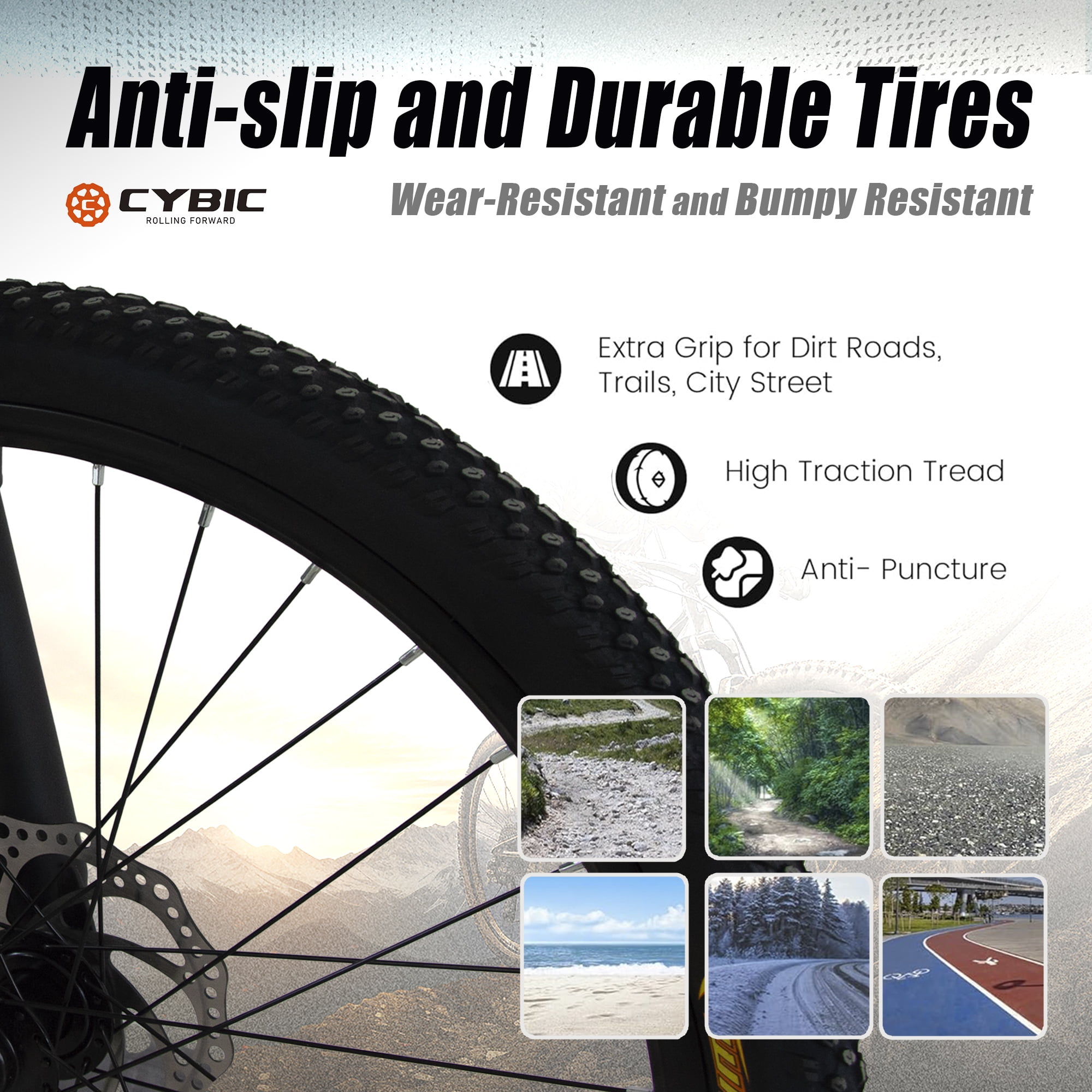 Cybic Mountain Bike 26 inch, 21-Speed Adult MTB with Aluminum Frame, Front Suspension and Disc Brakes bicycle, for Men & Women