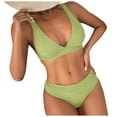 thumbnail image 4 of KBODIU Fashion Womens Sexy Solid Swimwear Bikini Split Bikini Sets for Womens Swimsuits Mint Green S, 4 of 6