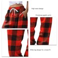 thumbnail image 4 of Pantalones de chándal estampados, talle alto, sueltos, cómodos, estilo navideño, pantalones de jogging suaves para el hogar, senderismo, fitness al aire libre, rejilla roja XXL, 4 of 5