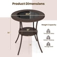 thumbnail image 3 of JFTER 25.5" Wicker Patio Dining Table, Outdoor Round Bistro Side Table with Tempered Glass Top and Storage Shelf, for Balcony, Garden and Backyard, 3 of 9