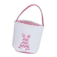 thumbnail image 2 of Cesta de conejito de Pascua, adorable decoración de Pascua, bolsa de huevos de Pascua, bolsas de mano de conejo, lona Rosa, 2 of 9