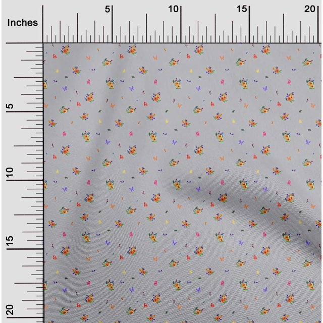 oneOone Polyester Lycra Fabric Leaves|Insect & Flower Floral Print Fabric BTY 56 Inch Wide
