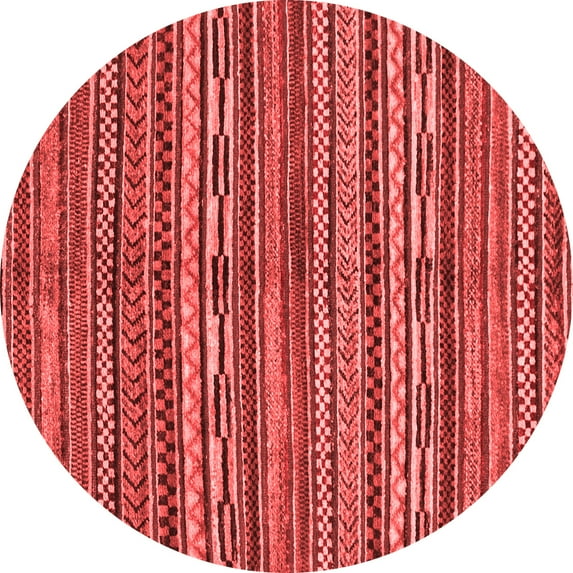 Ahgly Company Machine Washable Indoor Round Oriental Red Modern Area Rugs, 3' Round