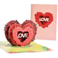 thumbnail image 1 of Coofit Valentines Day Greeting Card - 3D Rose Flower Heart Pop up Card Holiday Card, 1 of 5