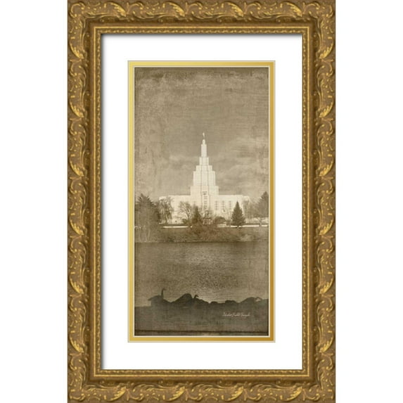 Murdock, Ramona 11x18 Gold Ornate Wood Framed with Double Matting Museum Art Print Titled - Idaho Falls Temple