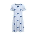 thumbnail image 3 of Kelon Chemises de Nuit et Robes de Nuit pour Femmes Grande Taille Robe de Nuit Décontractée pour Femmes Grande Taille Imprimé Cœur Manches Courtes Col Rond Extensible Moyen Ample Robe de Nuit Saint-Valentin, 3 of 4