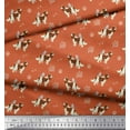 thumbnail image 2 of Soimoi Orange Rayon Fabric Bird,Paw & Cocker Spaniel Dog Printed Craft Fabric by the Yard 56 Inch Wide, 2 of 3