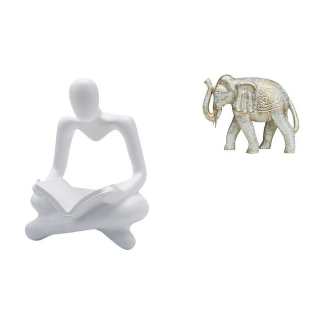Figura de pensador abstracto,Estatua de pensador abstracto,decoración para el hogar,Figura humana decorativa para oficina,coleccionable,Figura de elefante,Escultura rústica de elefante de