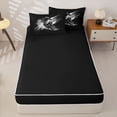 thumbnail image 4 of Castle Fairy Monochrome Dirt Bike Zipper Twin Comforter Sets with Fitted Sheet and 2 Pillowcases,Gray Splash Design Zipper Bedding Set for Bedroom,Gray Black,4-Piece,Black Reversible, 4 of 6