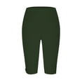 thumbnail image 4 of CHWGFWL Shorts Women Trendy Capri Leggings for Women Knee Length Capri Leggings Cropped Pants Casual Solid Comfy Capris Shorts for Women With Big Thighs Women's Jean Shorts (Green2 ,XXXL), 4 of 5