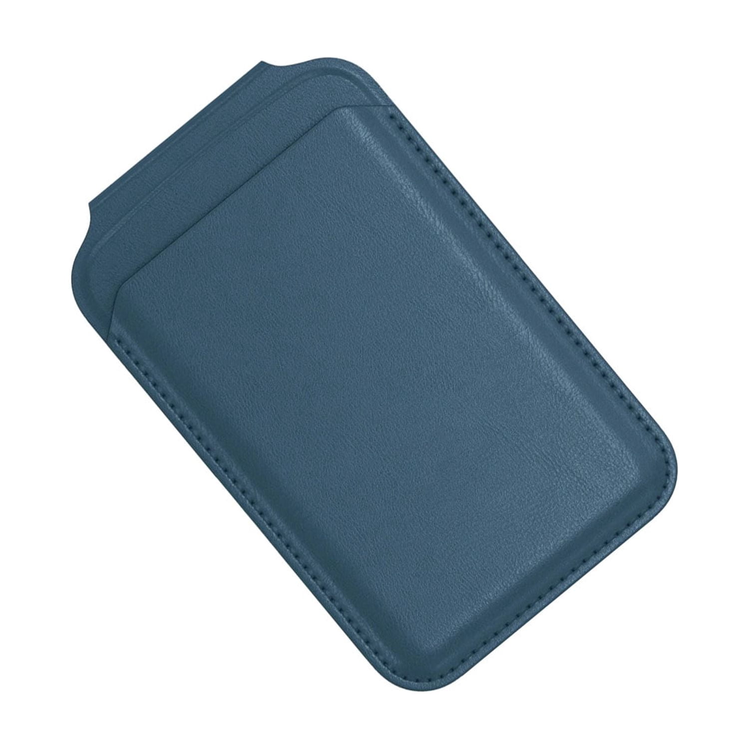 Magnetic Leather Card Holder Wallet with Foldable Stand - Blue