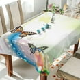 thumbnail image 4 of Flower Butterfly Rectangle Tablecloth, Dust Proof Anti Wrinkle Wipeable Table Cloth Tabletop foration of Dinner Kitchen Wedding Holiday Party 60"x120" Decor Gift, 4 of 7