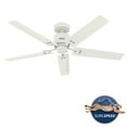thumbnail image 5 of Hunter 52 inch Outdoor or Indoor Ceiling Fan No Light - White Ceiling Fan without Light, For Patio, Porch, Garage, or Living Room, Standard Mount, 5 Blades, Pull Chain - Windbound 51460, Matte White, 5 of 15